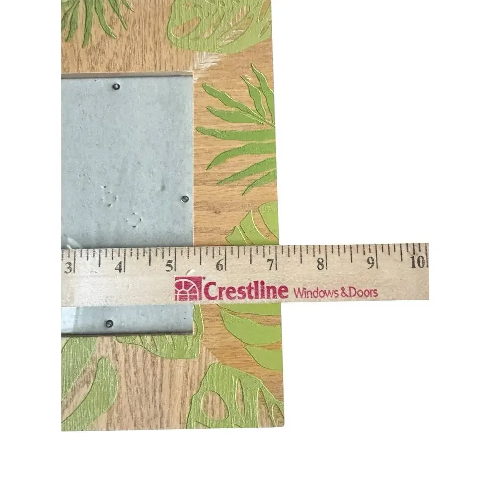 Wood Picture Frame 5x7 Green Tropical Leaf Palm Distressed Boho‎ Home Decor